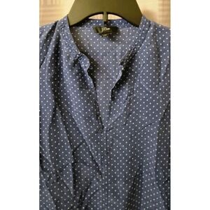 J. Crew Top Blouse 0 Petite‎ Small Blue Polka Dot Artist Boho Cotton Beachy